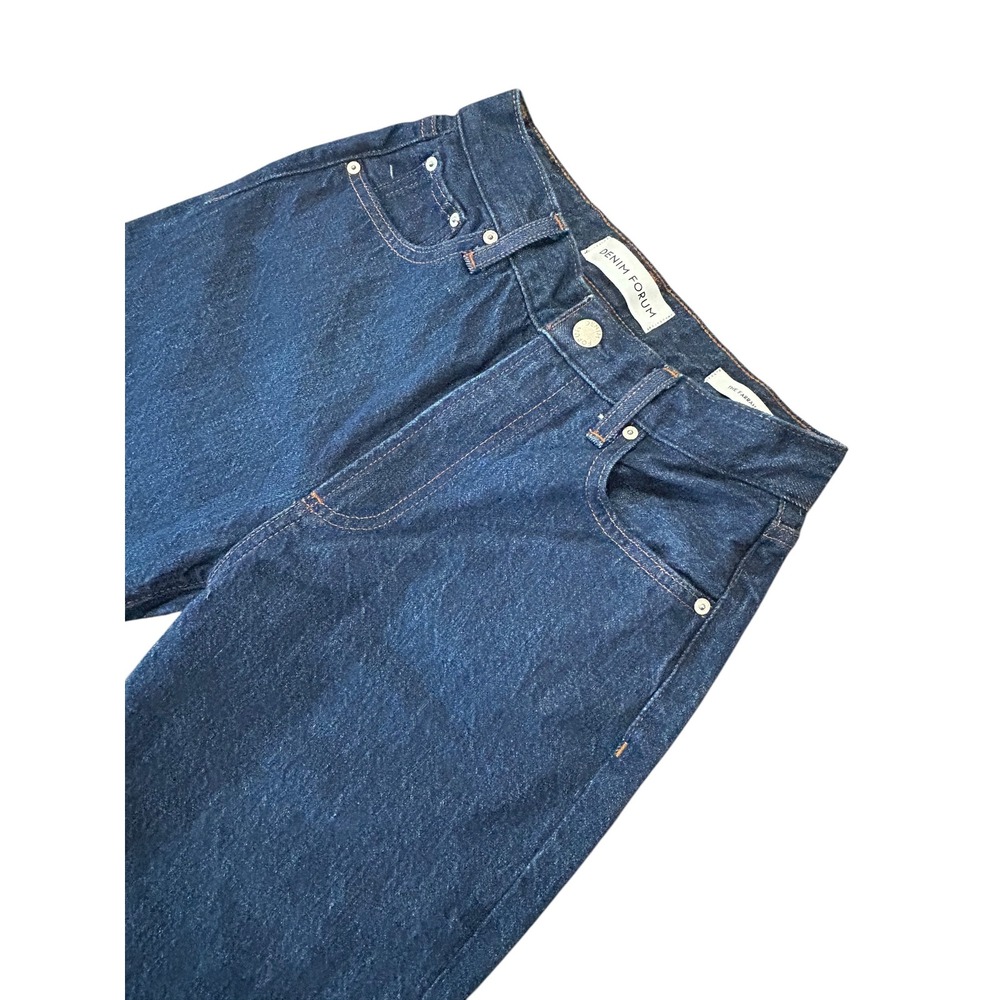 Denim Forum The Farrah Hi-Rise Wide Leg Jeans Dark Indigo Blue Dark Academia